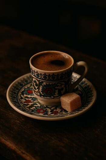 Gece geç saatlerde küçük fincanda servis edilen Türk kahvesi
