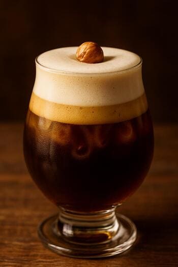 Fındık aromalı cold brew bardağı ve buz küpleri