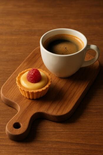 Kahve ve tatlı ikililerinin aynı tahtada birlikte sunulduğu servis